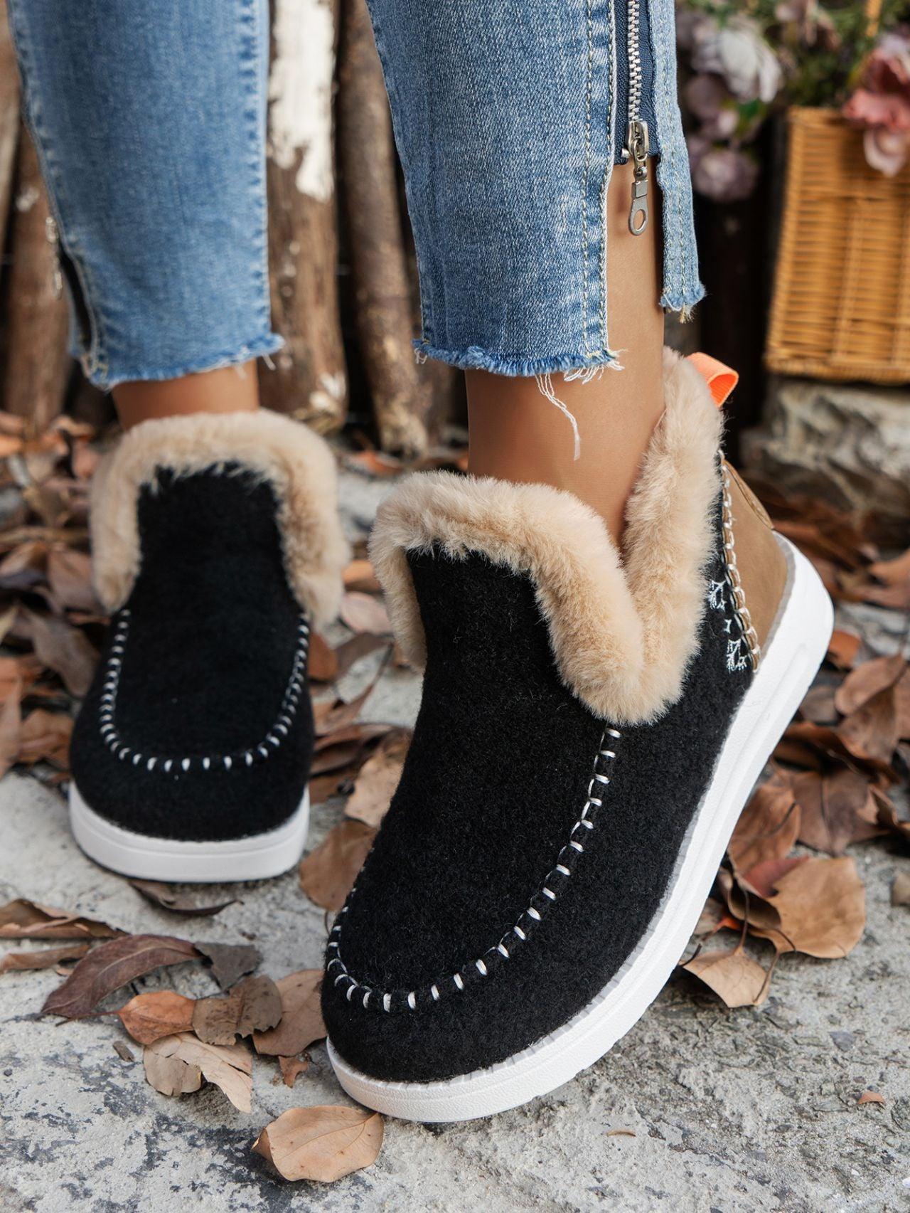 Furry Suede Round Toe Flat Sneakers - Bona Fide Fashion