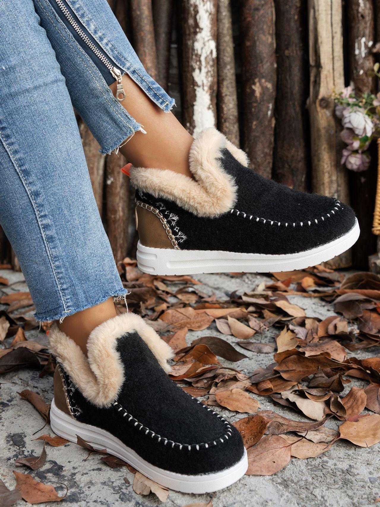 Furry Suede Round Toe Flat Sneakers - Bona Fide Fashion