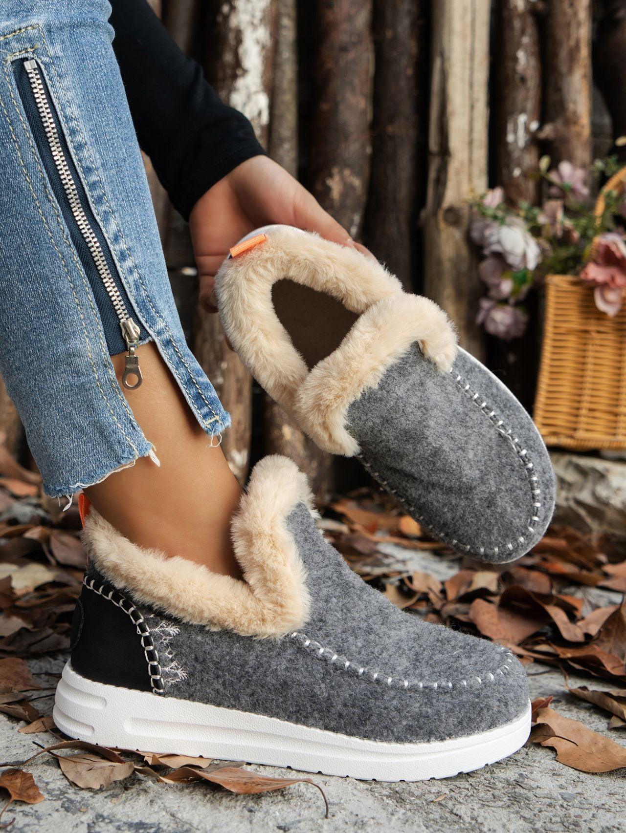 Furry Suede Round Toe Flat Sneakers - Bona Fide Fashion