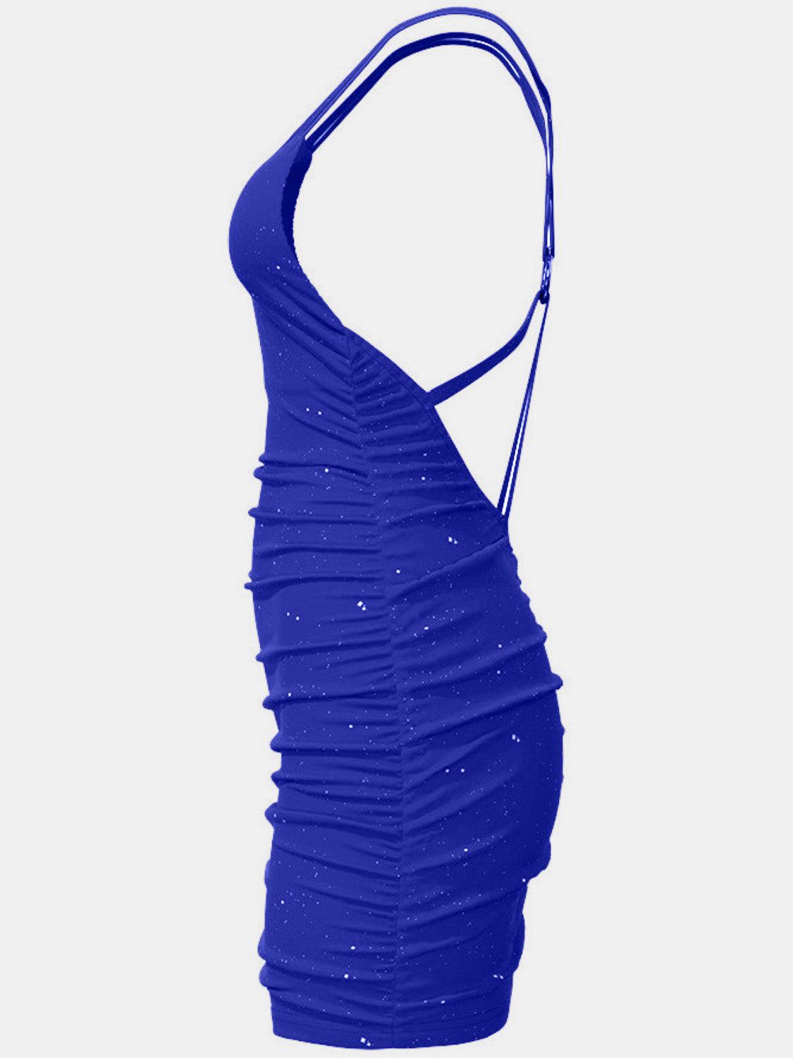 Glitter Double Spaghetti Straps Mini Dress - Bona Fide Fashion