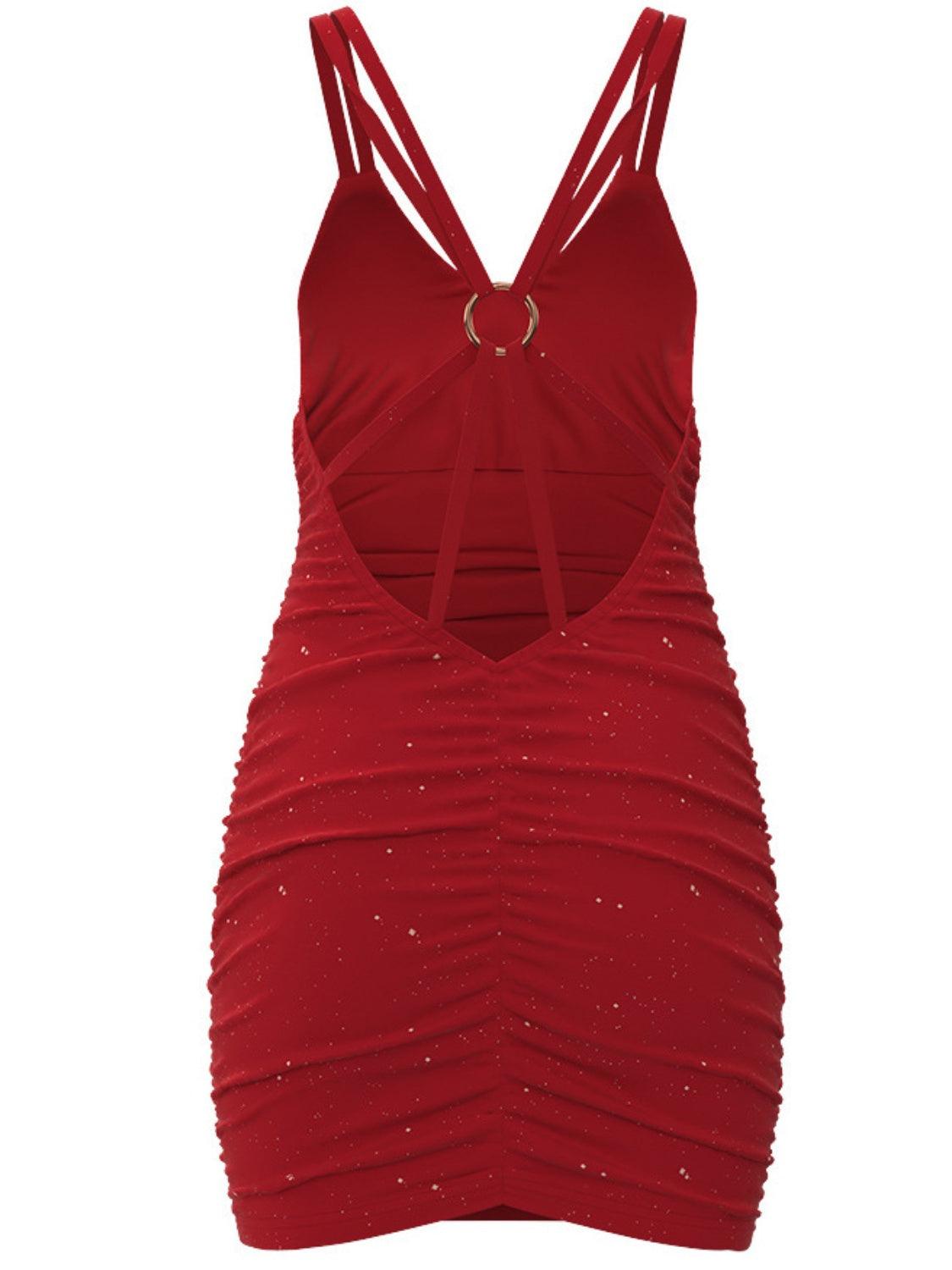 Glitter Double Spaghetti Straps Mini Dress - Bona Fide Fashion