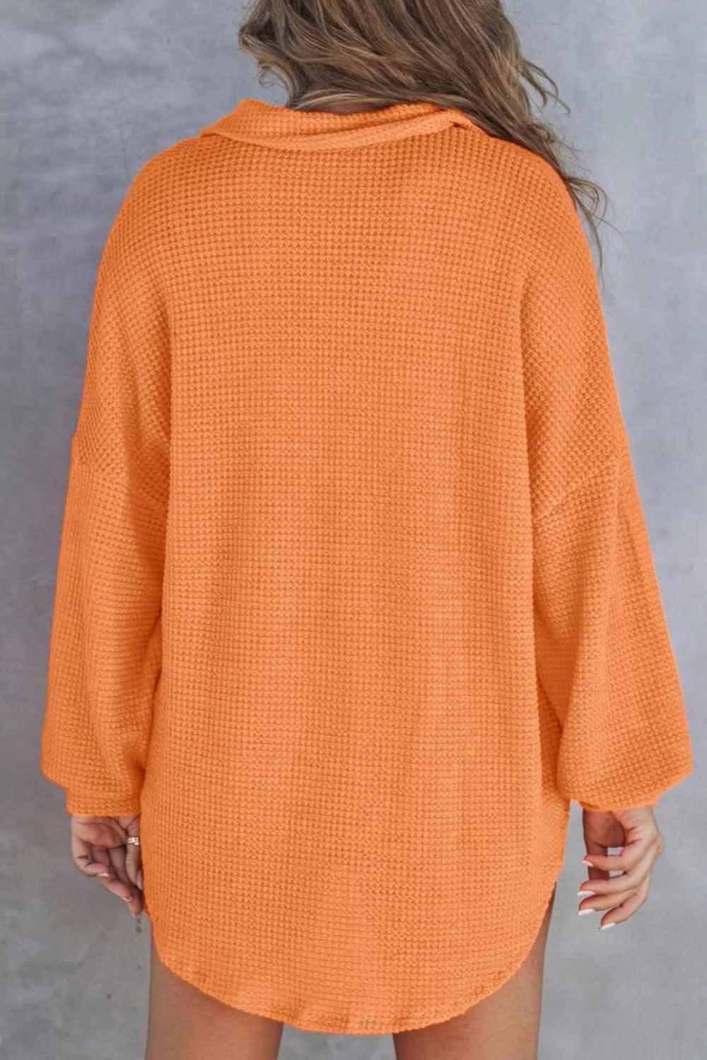 Half Button Long Sleeve Sweatshirt - Bona Fide Fashion