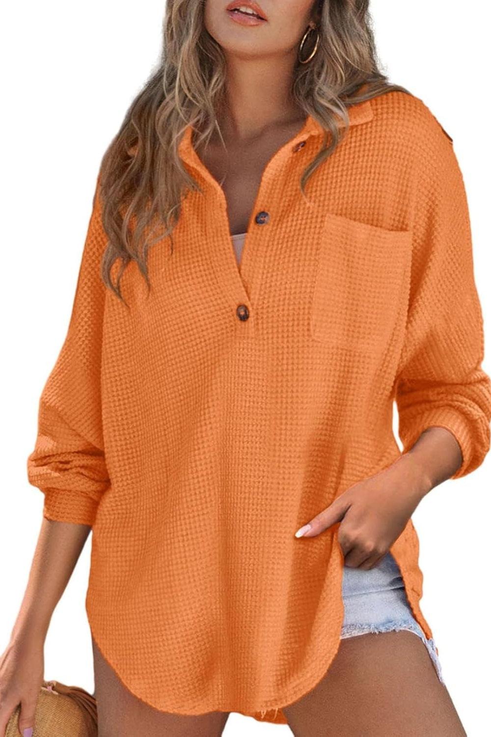 Half Button Long Sleeve Sweatshirt - Bona Fide Fashion