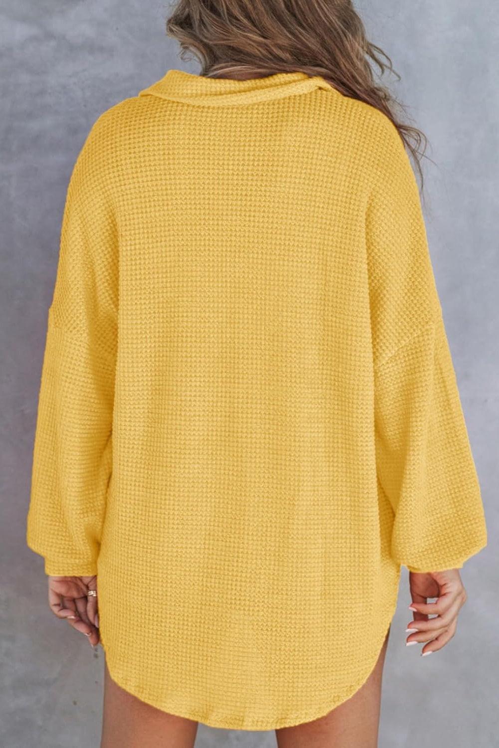 Half Button Long Sleeve Sweatshirt - Bona Fide Fashion