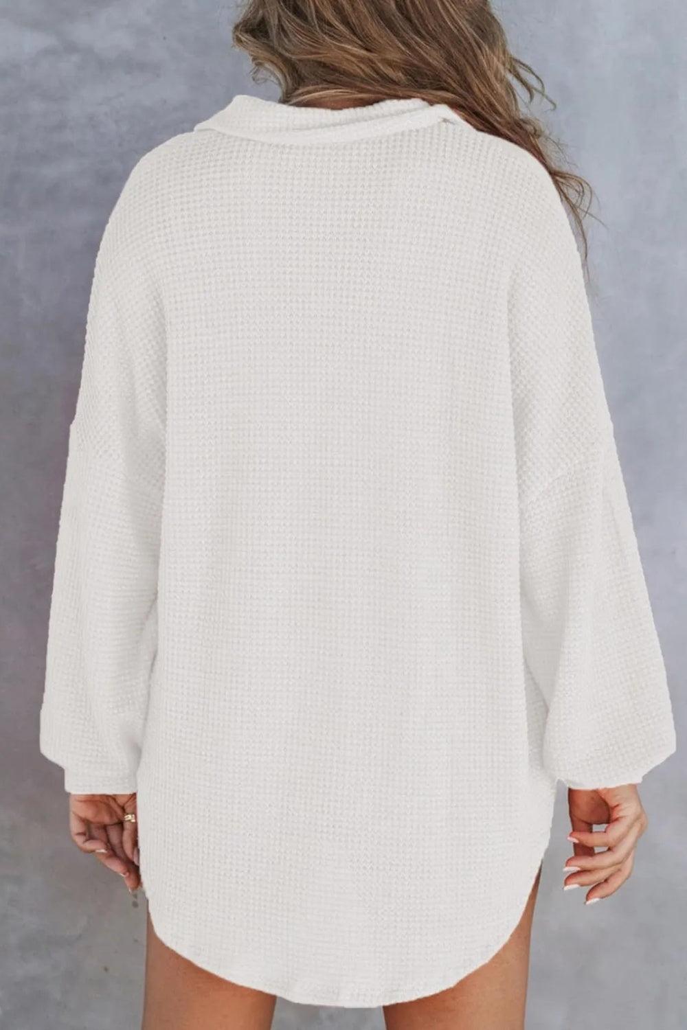 Half Button Long Sleeve Sweatshirt - Bona Fide Fashion