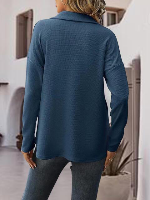 Half-Zip Drop Shoulder Sweatshirt - Bona Fide Fashion