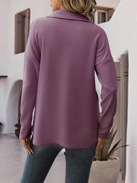Half-Zip Drop Shoulder Sweatshirt - Bona Fide Fashion