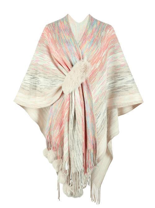 Heathered Fringe Hem Poncho - Bona Fide Fashion