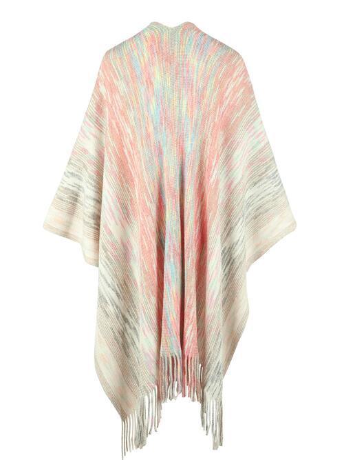 Heathered Fringe Hem Poncho - Bona Fide Fashion