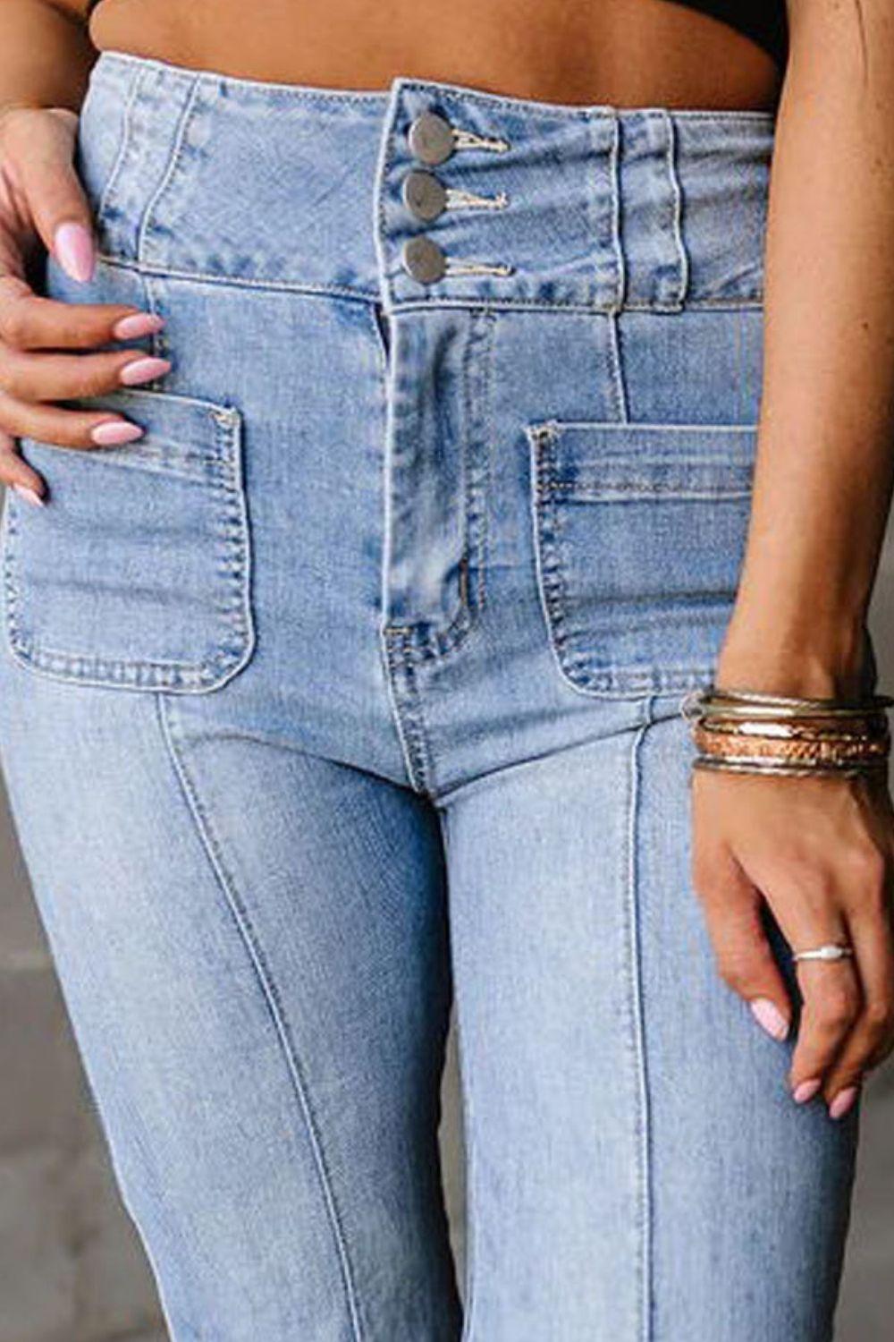 High Waist Bootcut Jeans - Bona Fide Fashion