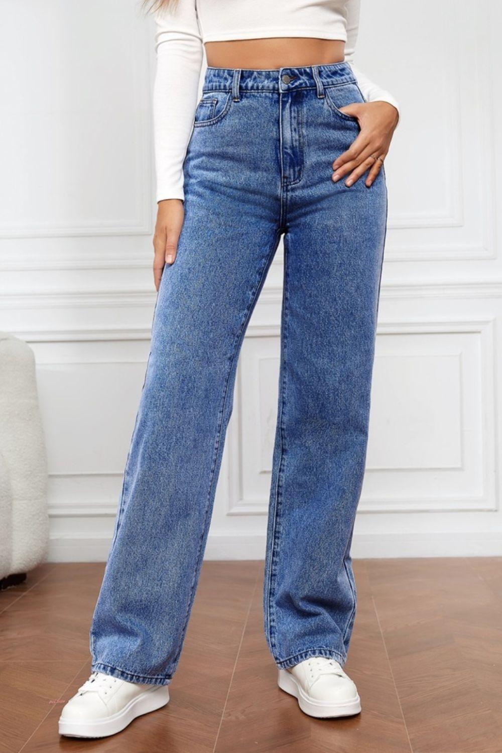 High Waist Straight Jeans - Bona Fide Fashion