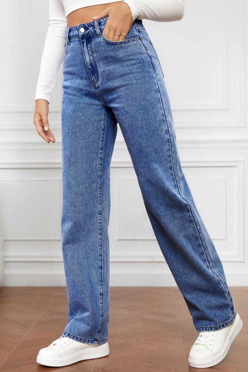 High Waist Straight Jeans - Bona Fide Fashion