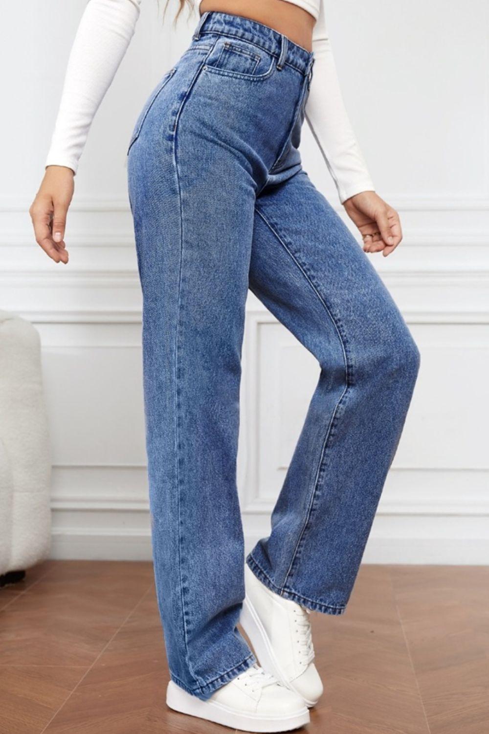 High Waist Straight Jeans - Bona Fide Fashion