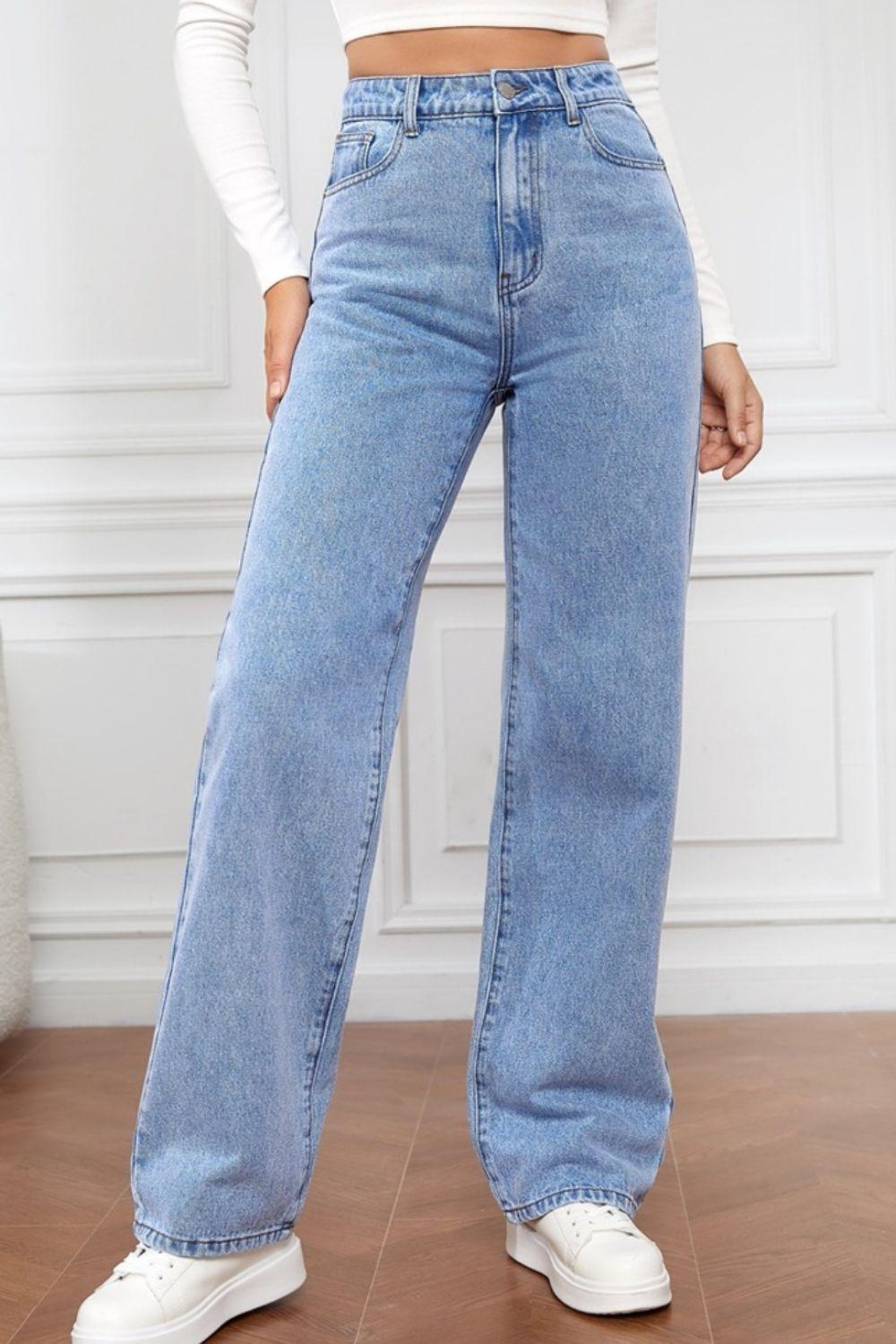 High Waist Straight Jeans - Bona Fide Fashion