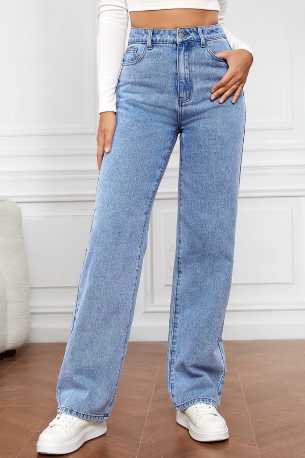 High Waist Straight Jeans - Bona Fide Fashion