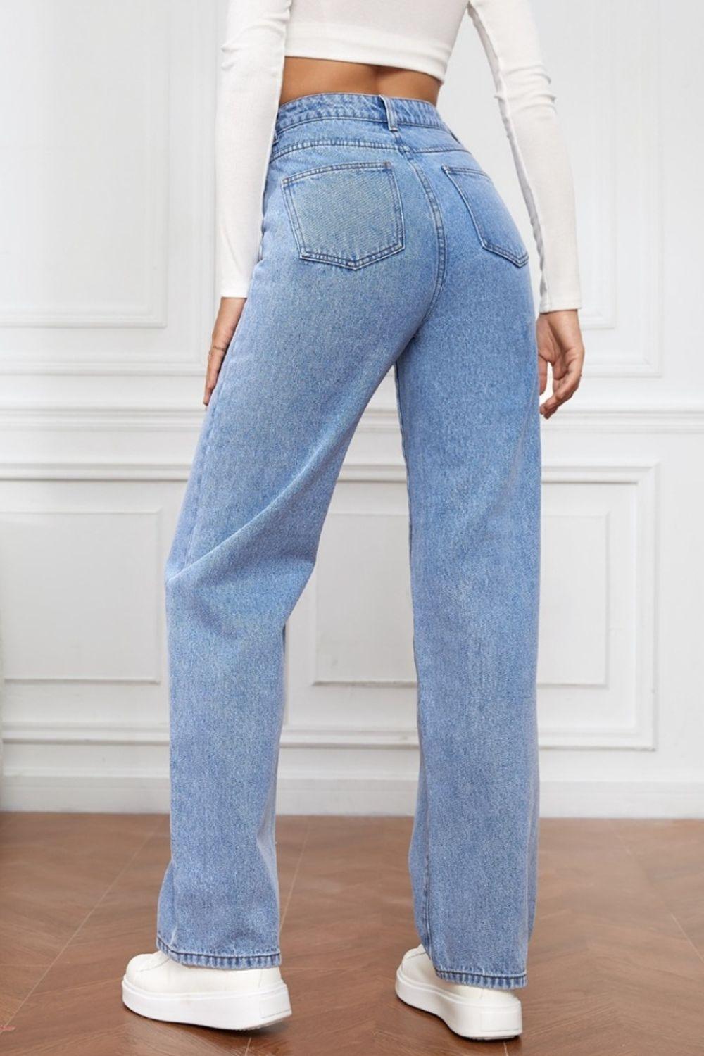 High Waist Straight Jeans - Bona Fide Fashion