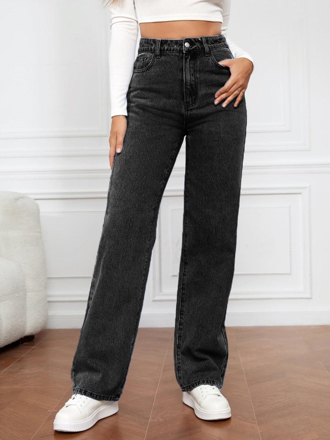 High Waist Straight Jeans - Bona Fide Fashion