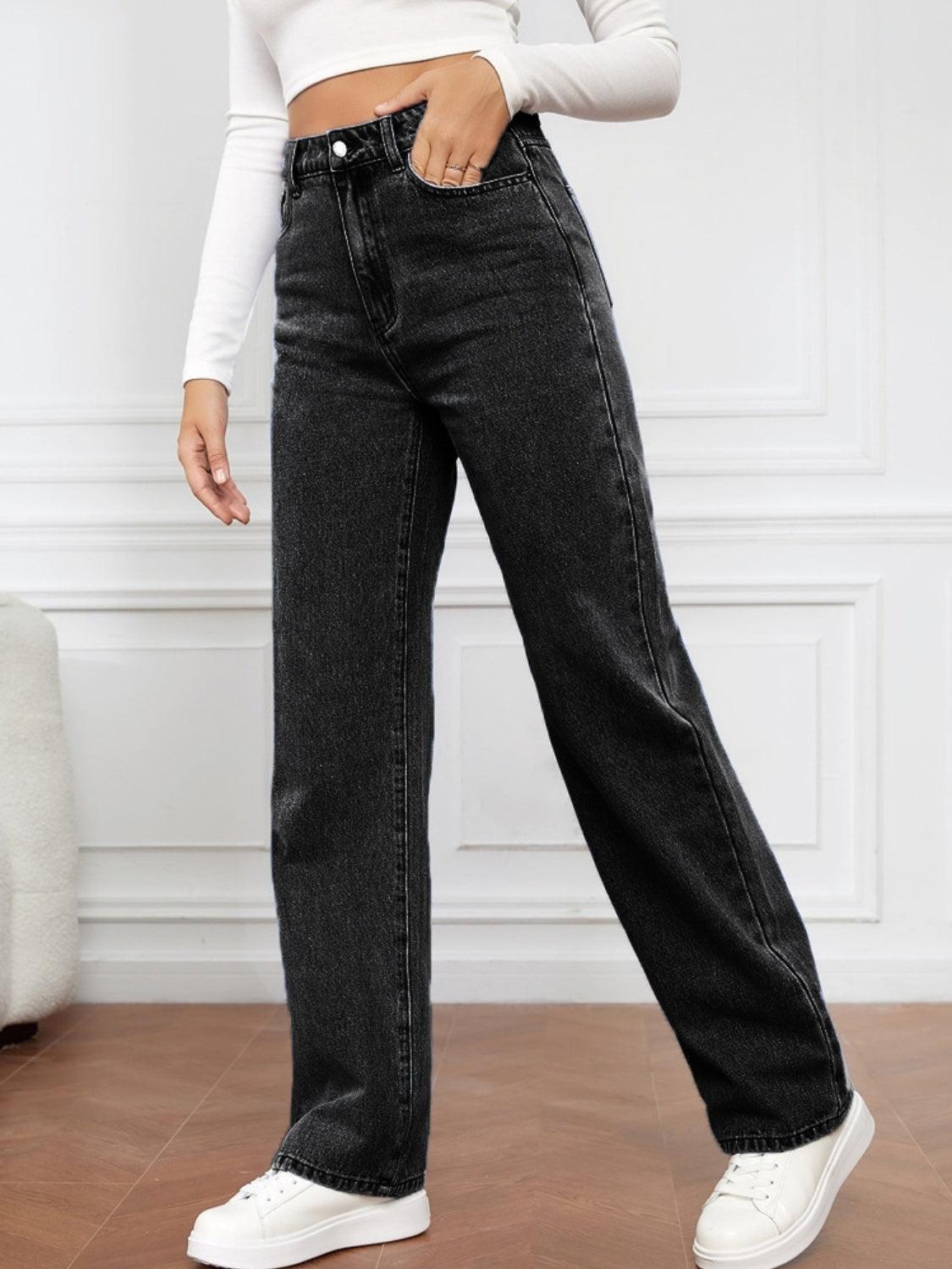 High Waist Straight Jeans - Bona Fide Fashion