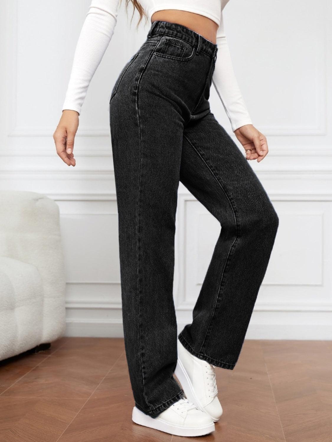 High Waist Straight Jeans - Bona Fide Fashion