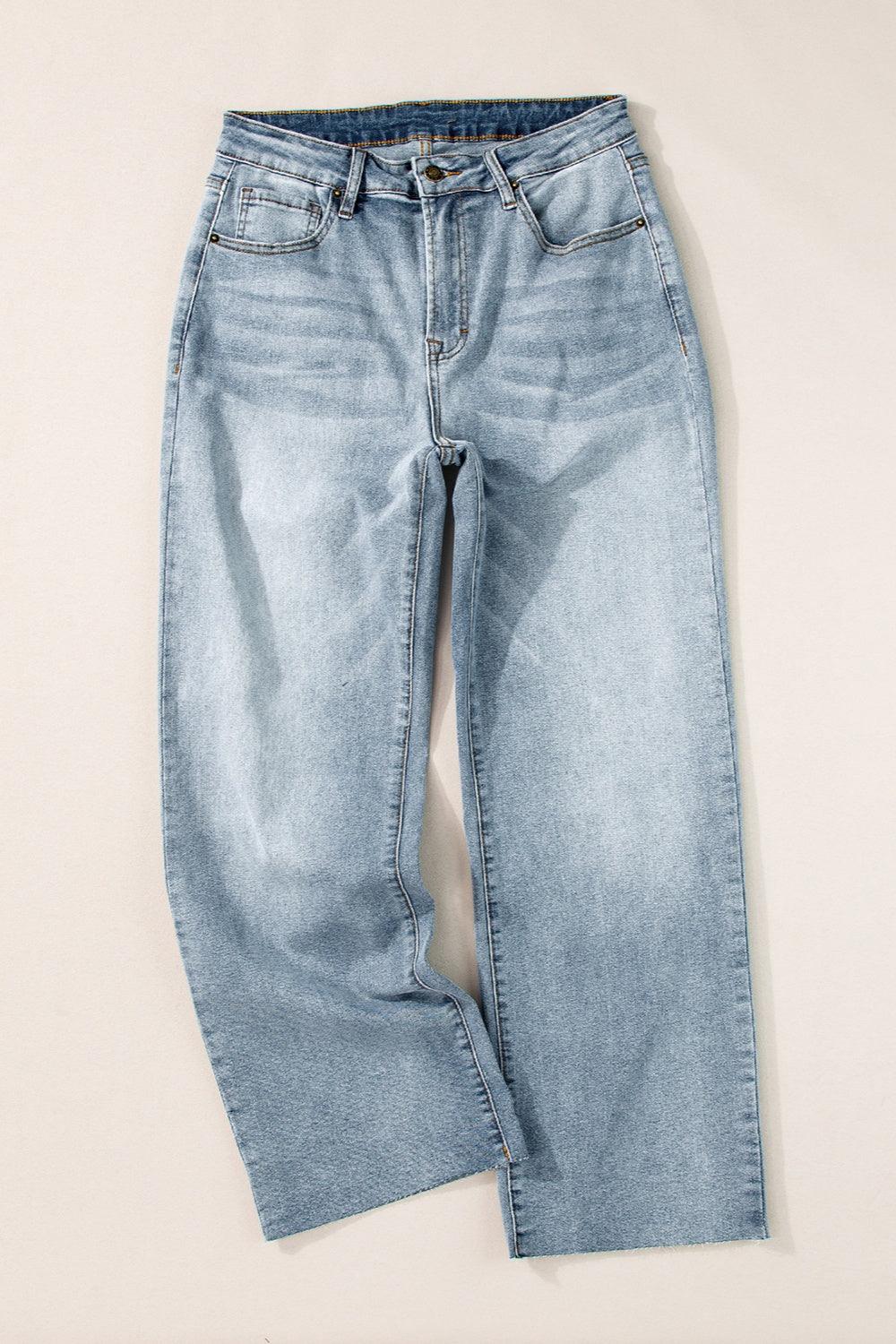 High Waist Straight Jeans with Pockets - Bona Fide Fashion