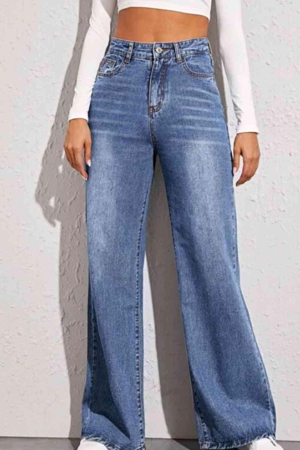 High Waist Wide Leg Jeans - Bona Fide Fashion