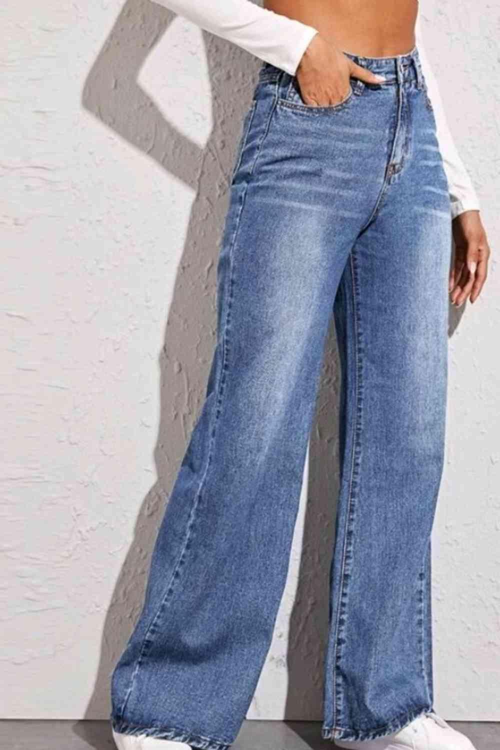 High Waist Wide Leg Jeans - Bona Fide Fashion