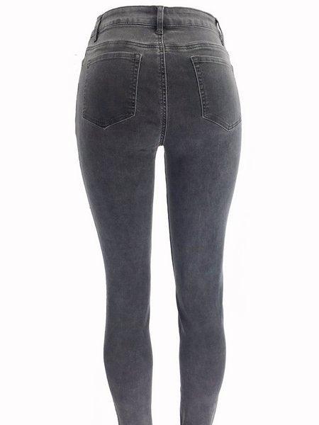 High-Waisted Denim Pants H7XHRQKZYK - Bona Fide Fashion