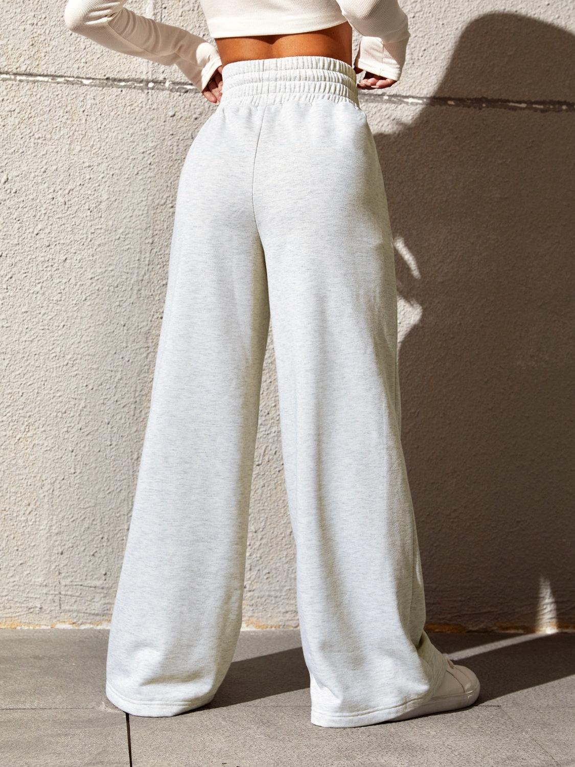 Honey Drawstring Elastic Waist Wide Leg Pants - Bona Fide Fashion