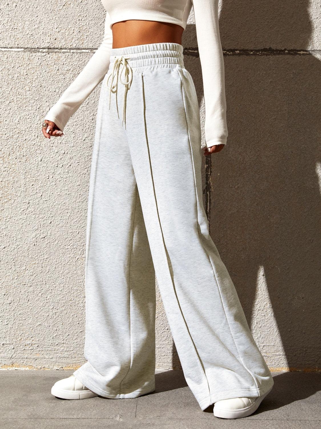 Honey Drawstring Elastic Waist Wide Leg Pants - Bona Fide Fashion