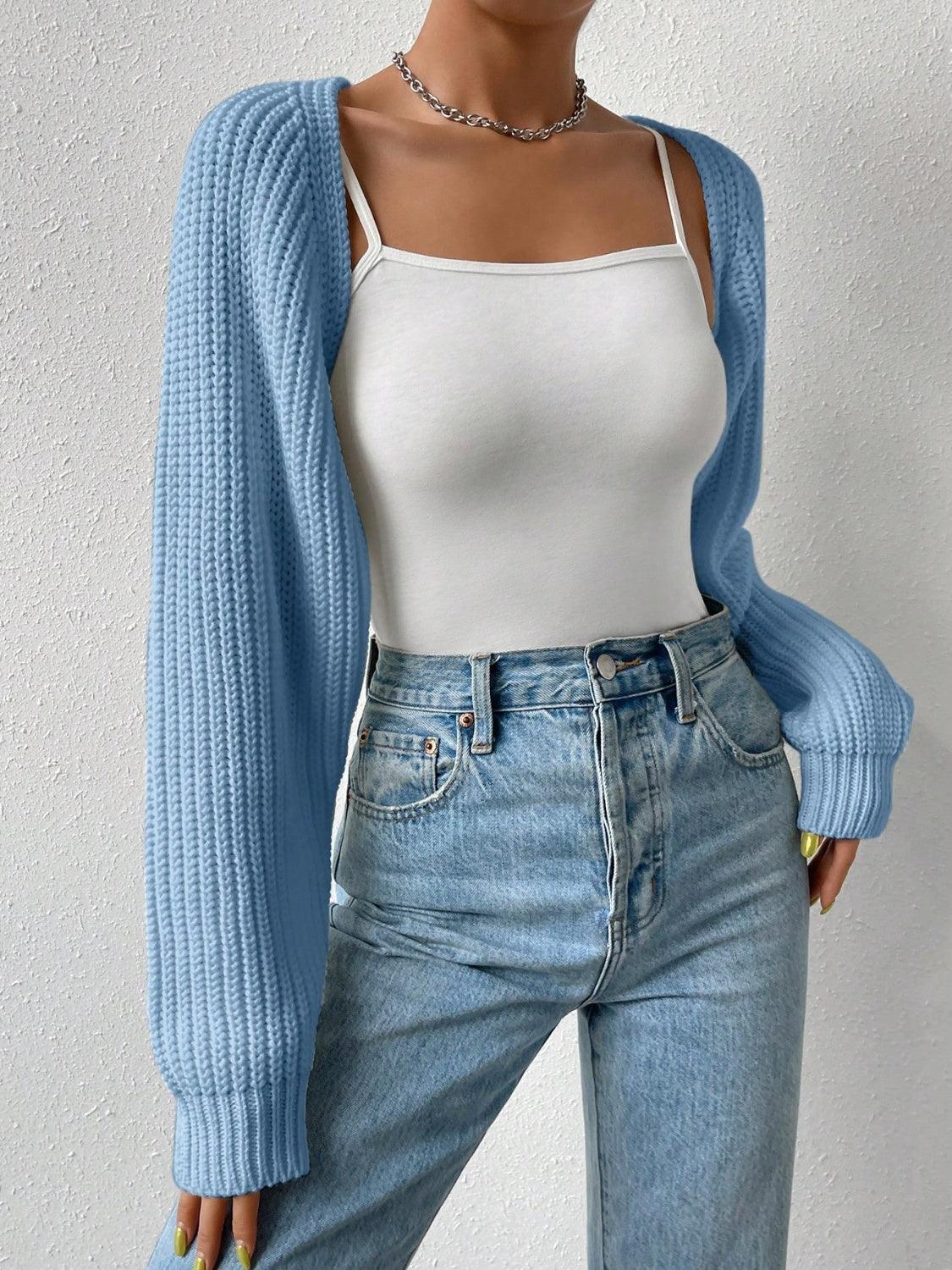 Honey Open Front Long Sleeve Cropped Cardigan - Bona Fide Fashion