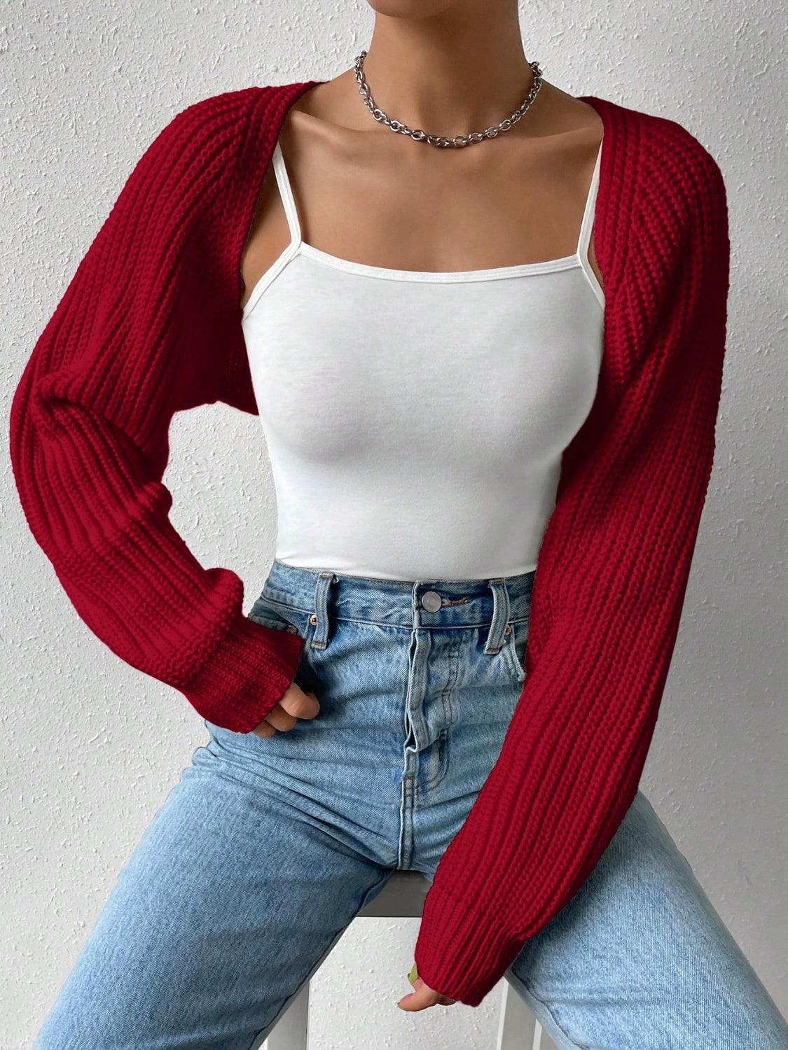 Honey Open Front Long Sleeve Cropped Cardigan - Bona Fide Fashion