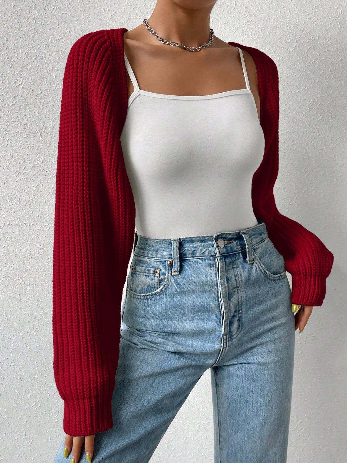 Honey Open Front Long Sleeve Cropped Cardigan - Bona Fide Fashion