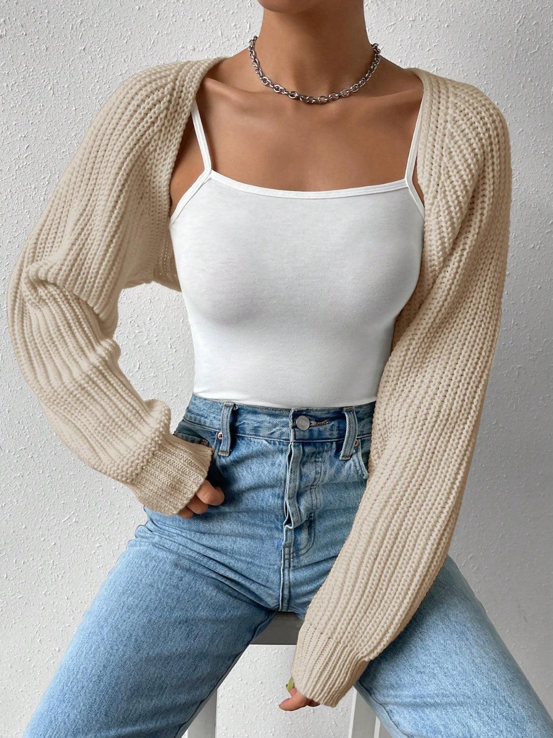 Honey Open Front Long Sleeve Cropped Cardigan - Bona Fide Fashion