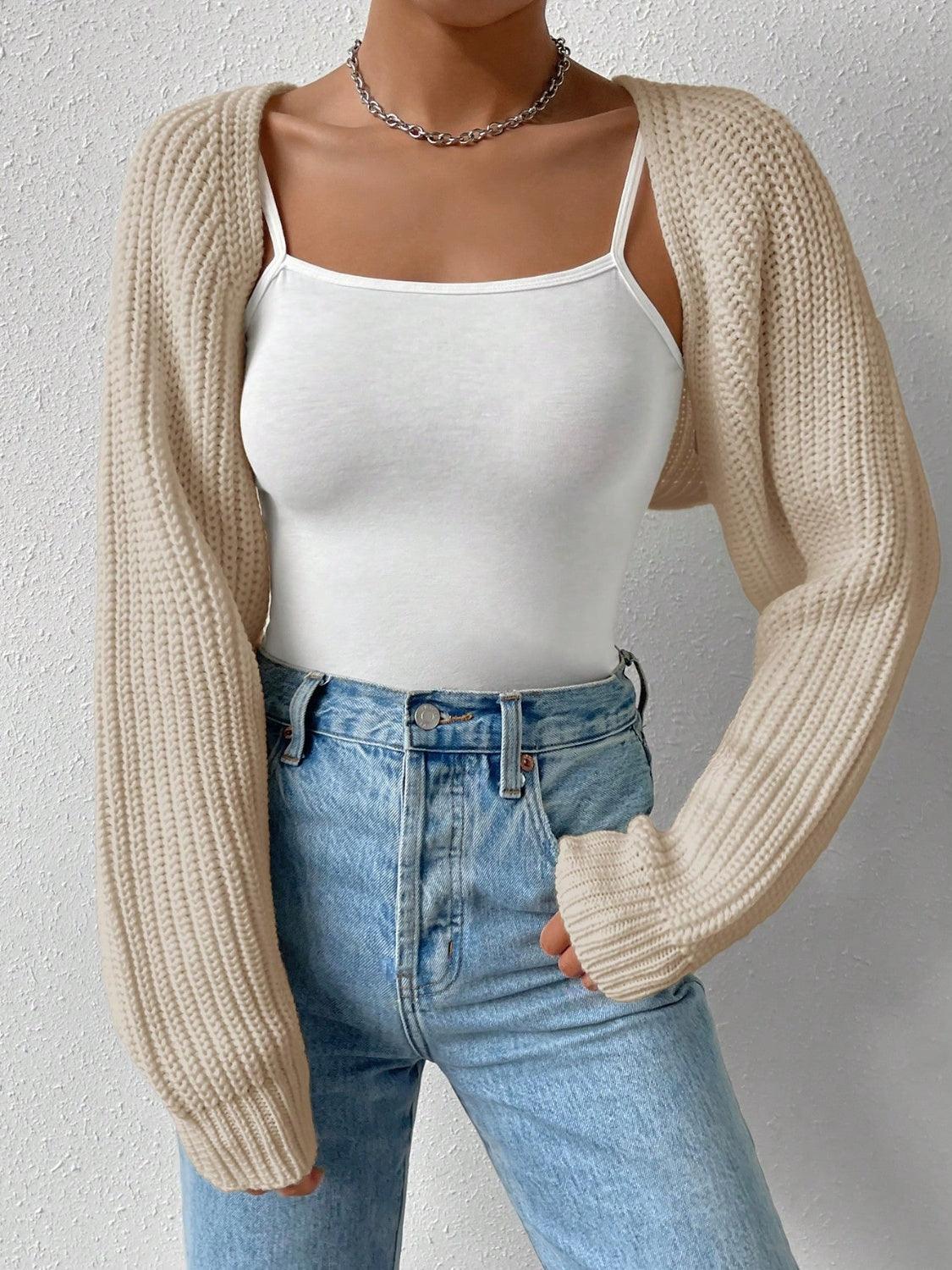 Honey Open Front Long Sleeve Cropped Cardigan - Bona Fide Fashion