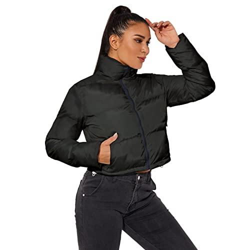 Hujoin Women's Crop Short Black Jacket Cropped Puffer Fashion Jackets for Women Short Lightweight Coat - Bona Fide Fashion