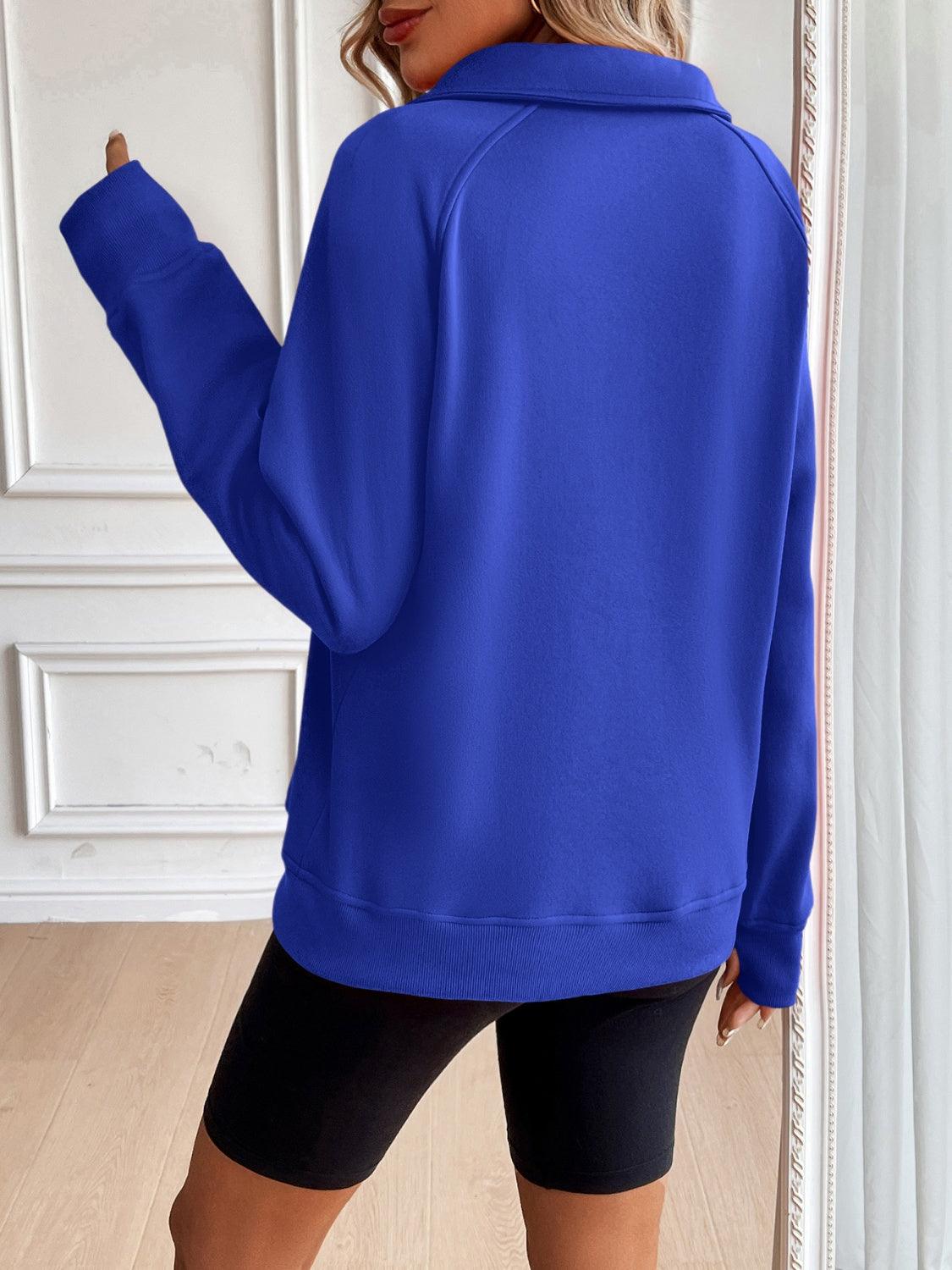 Ivy Lane Half Zip Raglan Sleeve Sweatshirt - Bona Fide Fashion