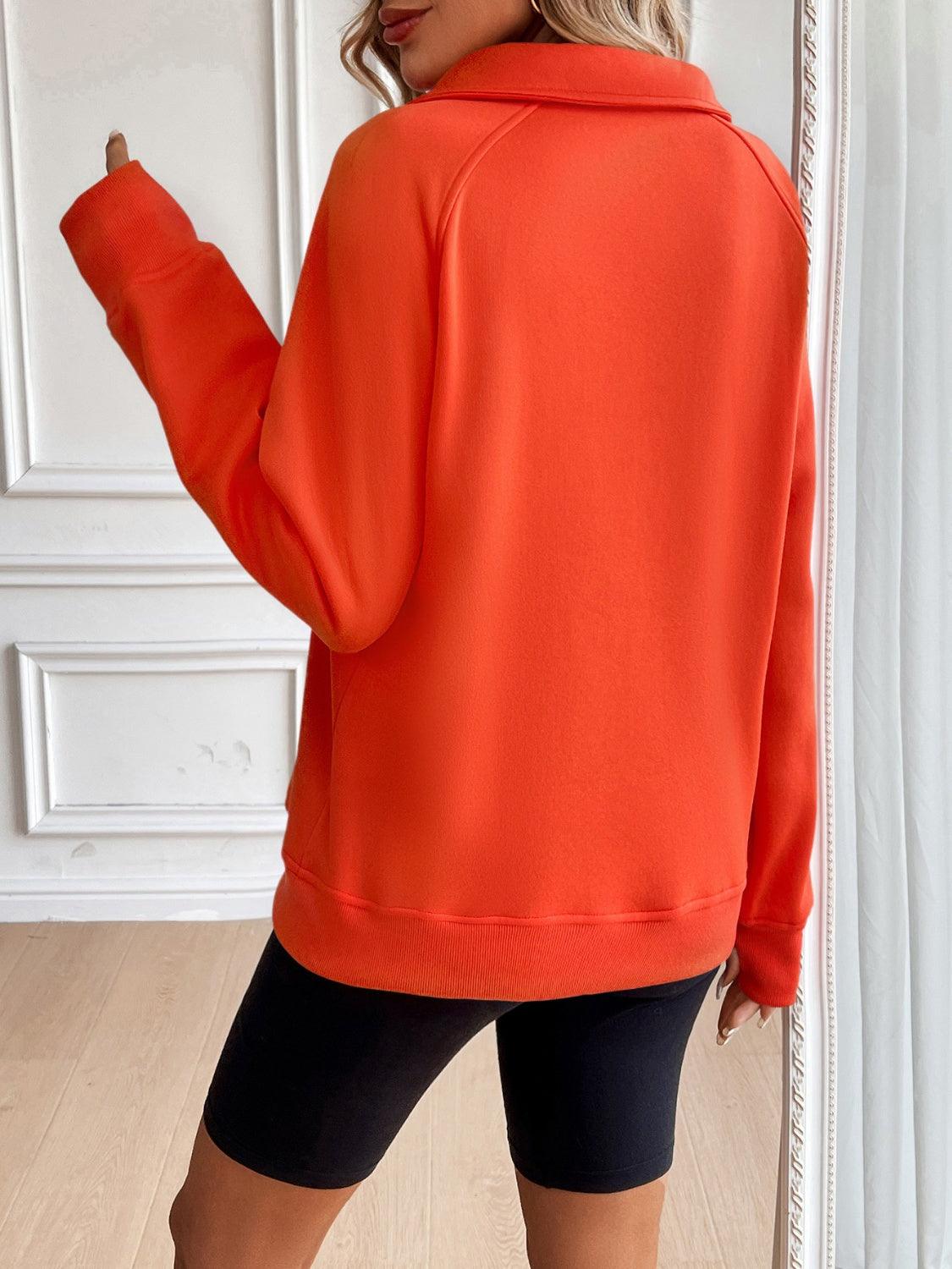 Ivy Lane Half Zip Raglan Sleeve Sweatshirt - Bona Fide Fashion