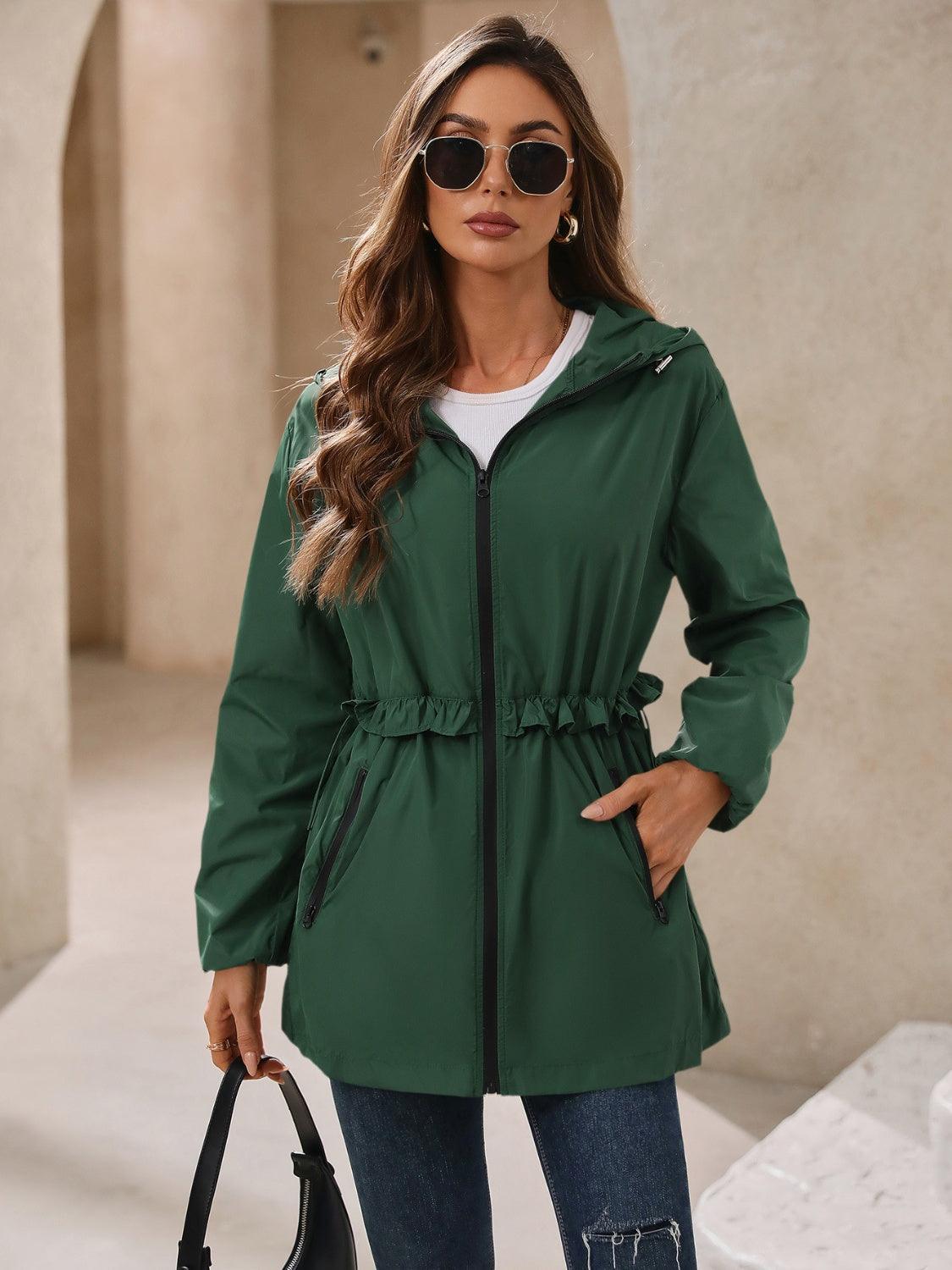 Ivy Lane Outdoor Waterproof Long Sleeve Hooded Windbreaker - Bona Fide Fashion