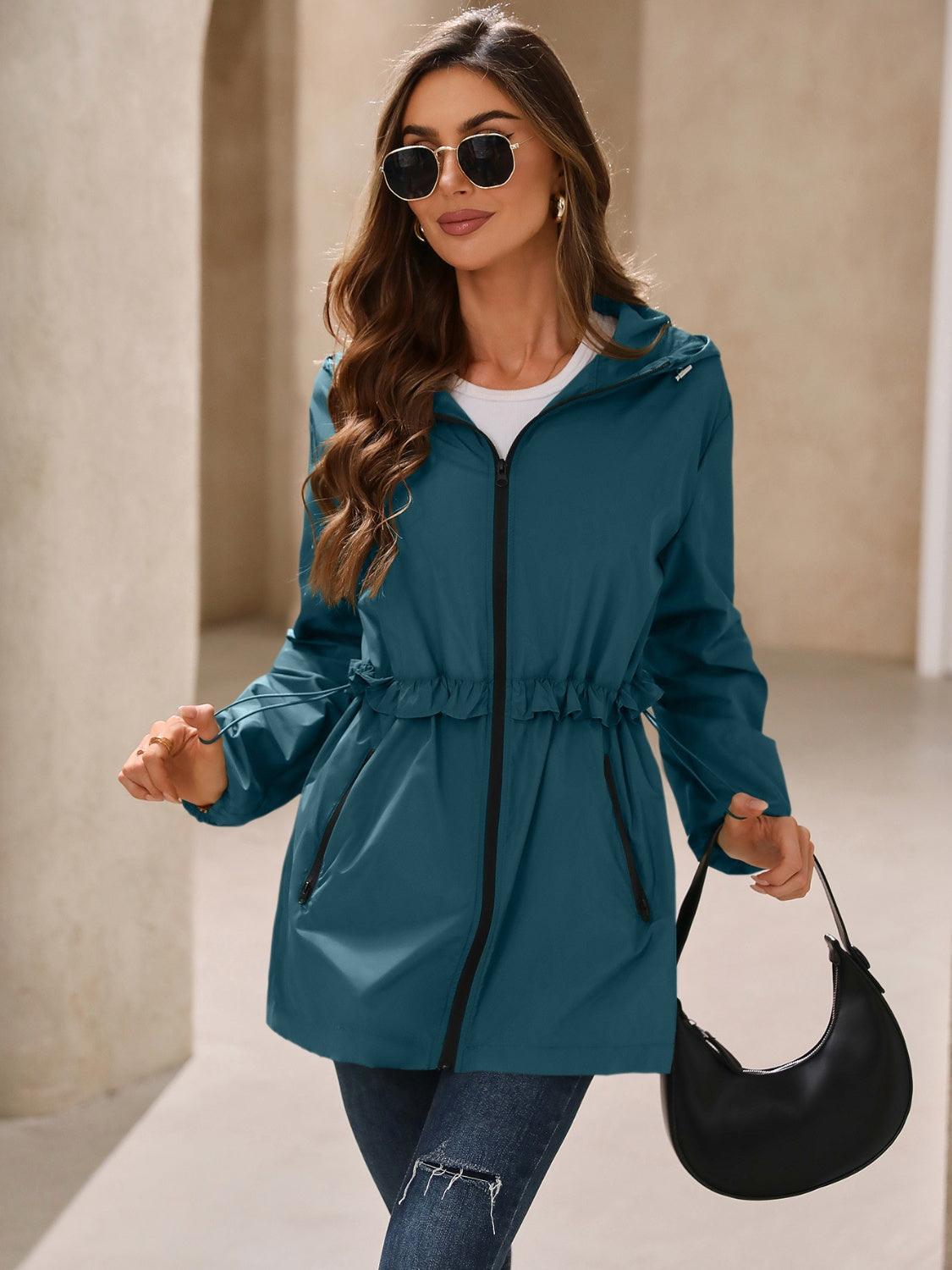 Ivy Lane Outdoor Waterproof Long Sleeve Hooded Windbreaker - Bona Fide Fashion