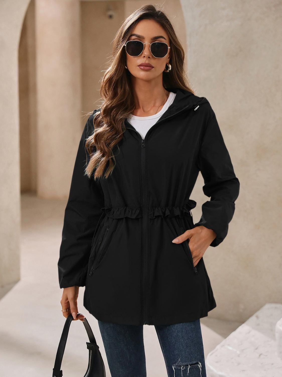 Ivy Lane Outdoor Waterproof Long Sleeve Hooded Windbreaker - Bona Fide Fashion