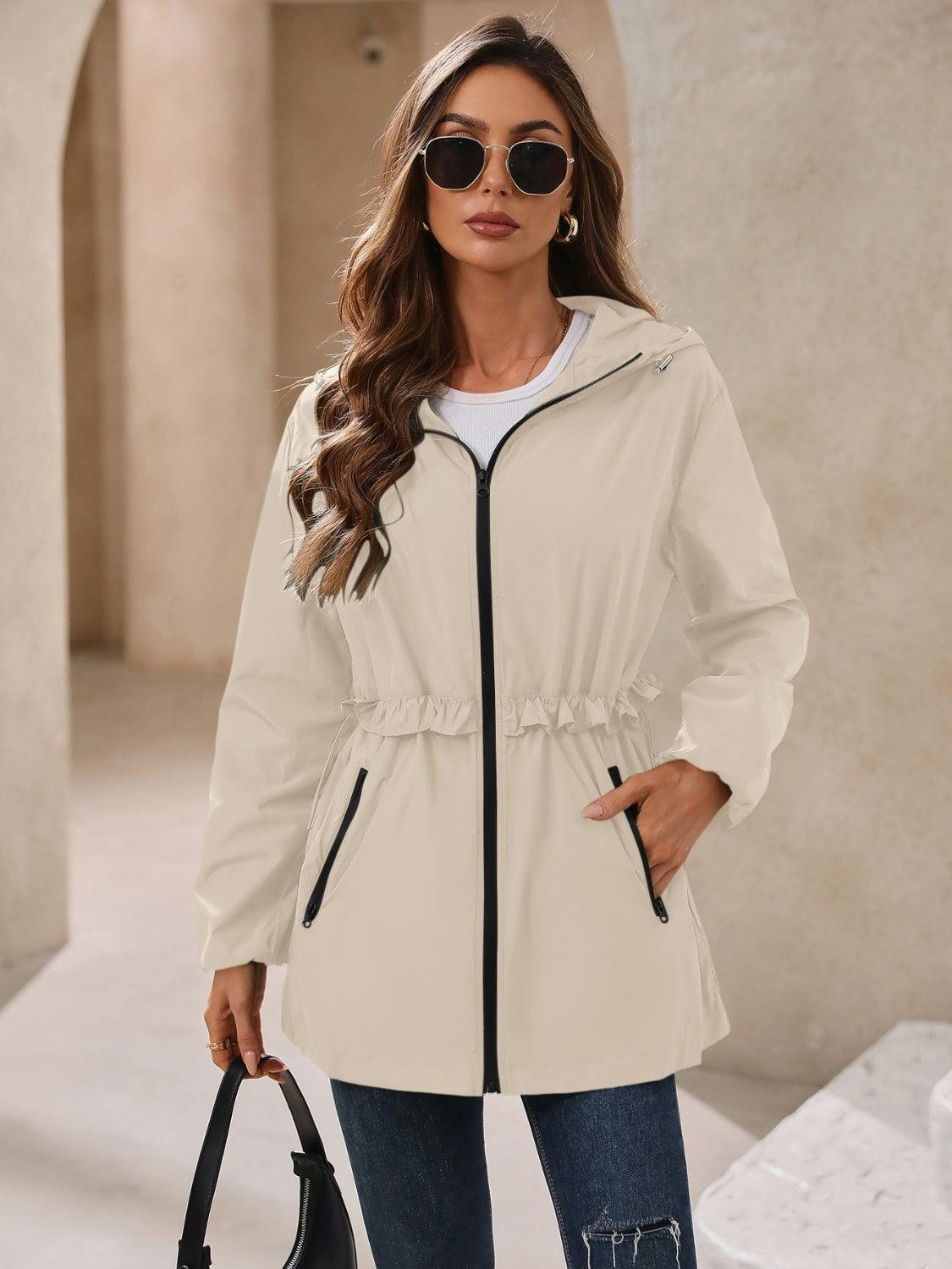 Ivy Lane Outdoor Waterproof Long Sleeve Hooded Windbreaker - Bona Fide Fashion