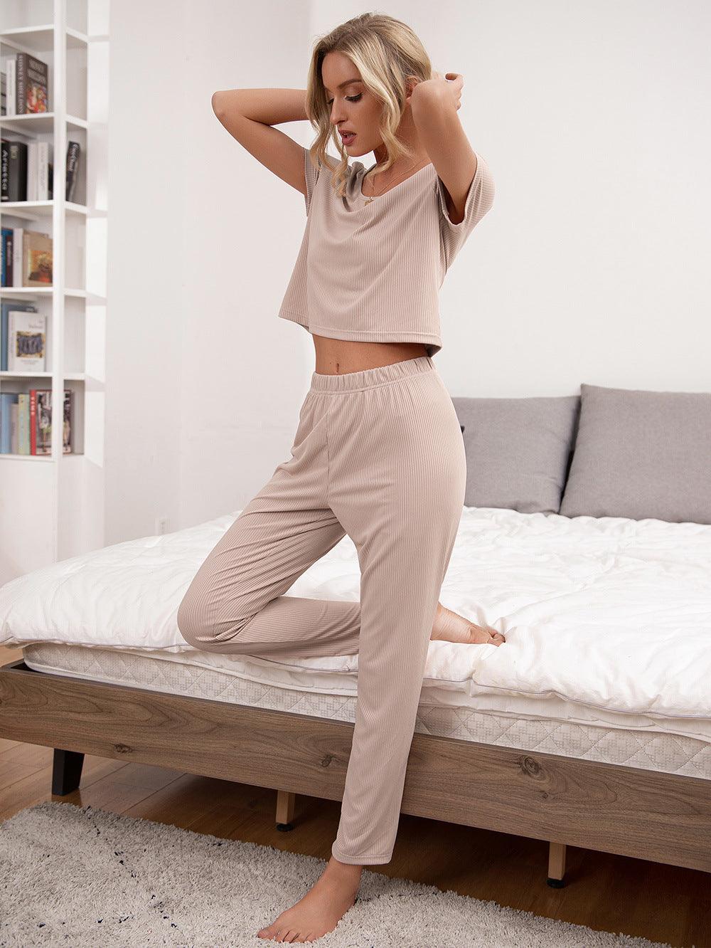 Ivy Lane Round Neck Short Sleeve Top and Pants Lounge Set - Bona Fide Fashion