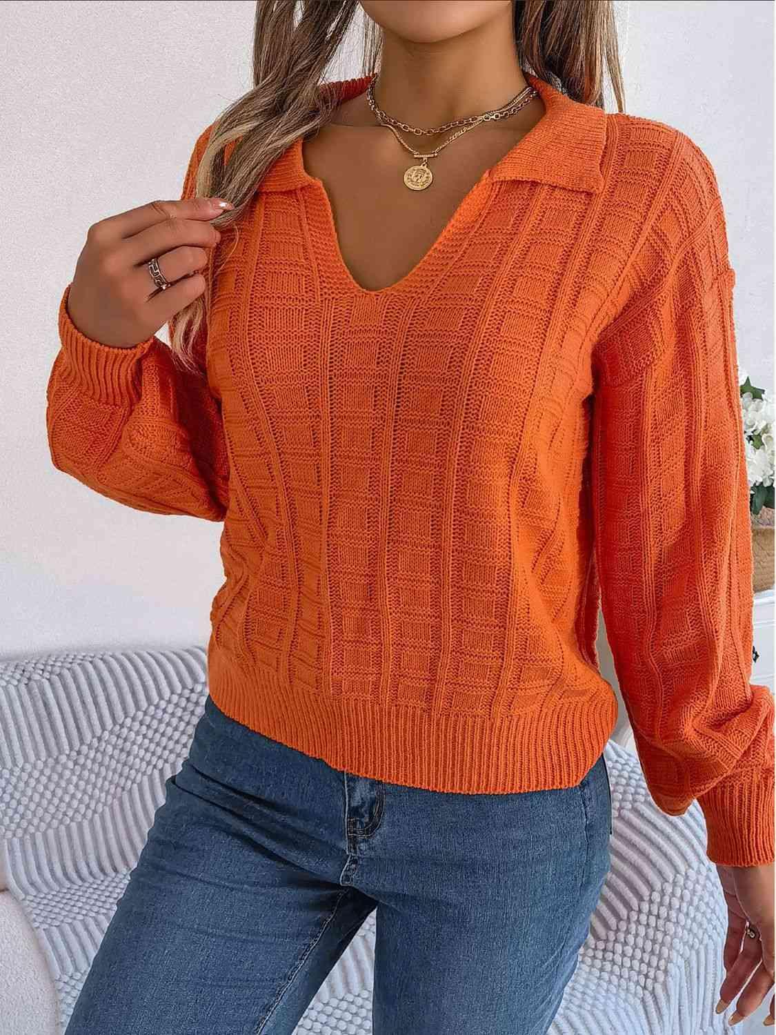 Johnny Collar Drop Shoulder Sweater - Bona Fide Fashion