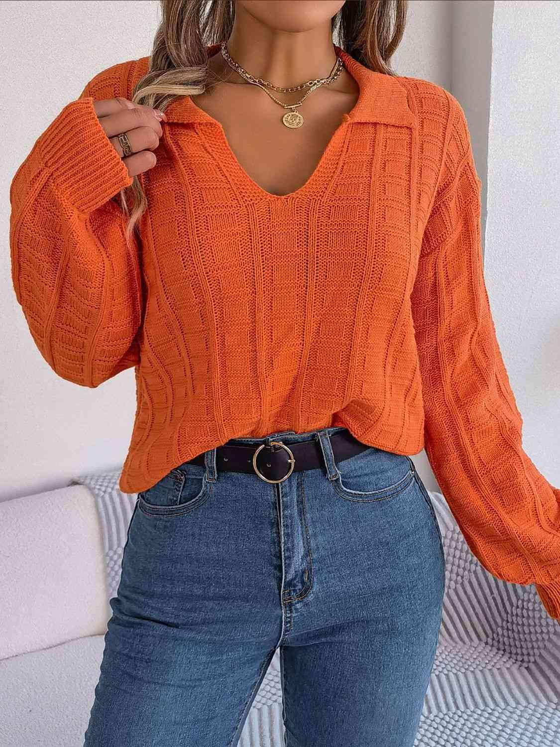 Johnny Collar Drop Shoulder Sweater - Bona Fide Fashion