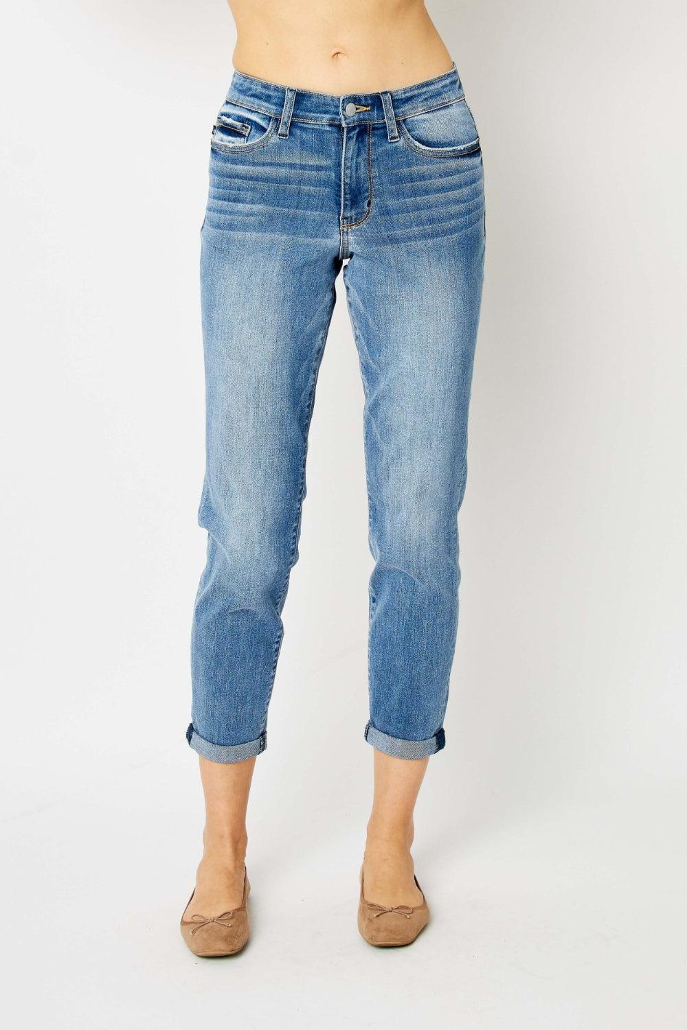 Judy Blue Full Size Cuffed Hem Slim Jeans - Bona Fide Fashion