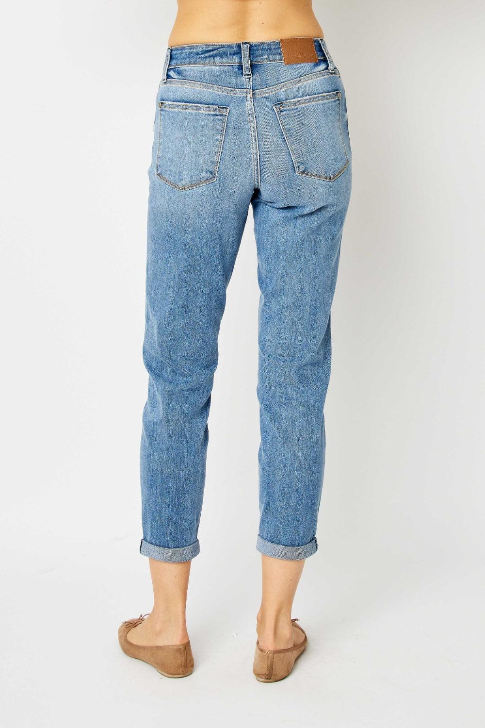 Judy Blue Full Size Cuffed Hem Slim Jeans - Bona Fide Fashion