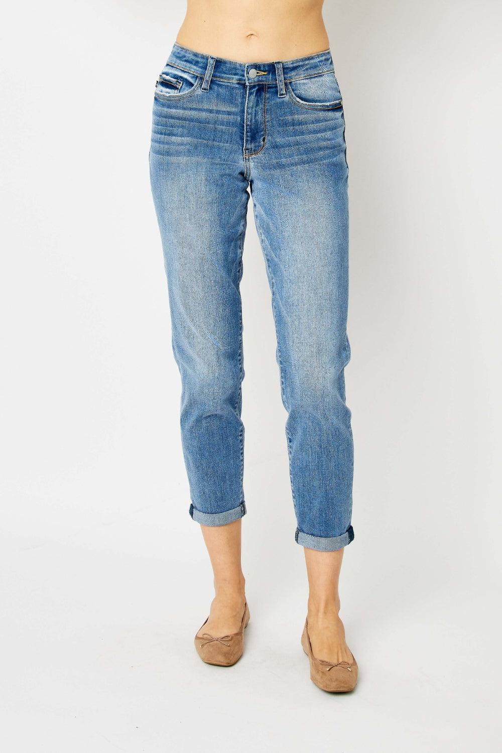 Judy Blue Full Size Cuffed Hem Slim Jeans - Bona Fide Fashion