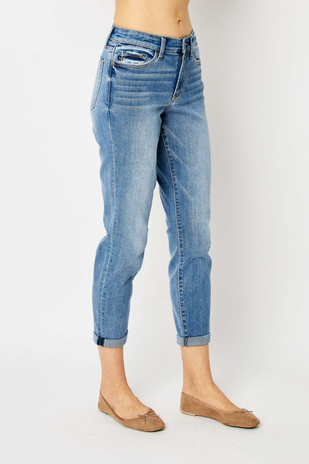 Judy Blue Full Size Cuffed Hem Slim Jeans - Bona Fide Fashion