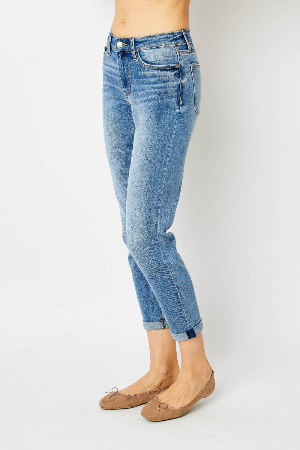 Judy Blue Full Size Cuffed Hem Slim Jeans - Bona Fide Fashion