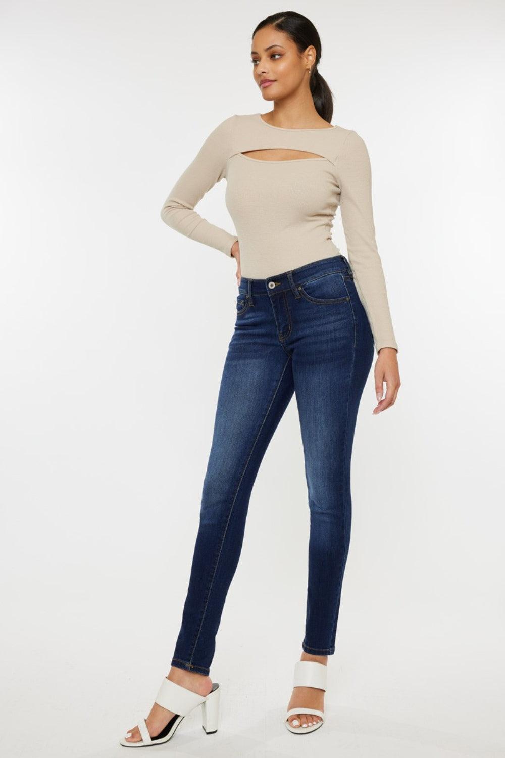 Kancan Mid Rise Gradient Skinny Jeans - Bona Fide Fashion